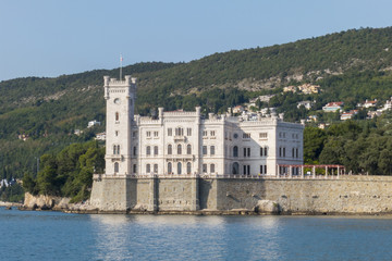 Fototapeta na wymiar Miramare castle on the gulf of Trieste, Italy