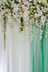 flower background. backdrop wedding decoration. Rose pattern. Wall flower