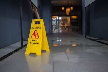 Wet floor caution sign.