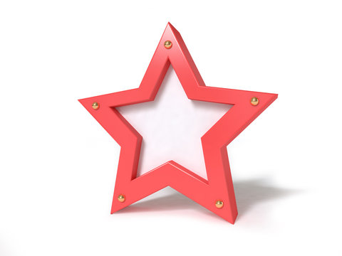 red star set on white background 3d rendering