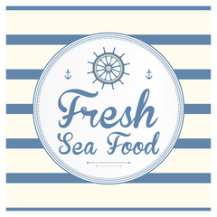 seafood on a striped background.