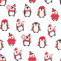 seamless pattern with penguins