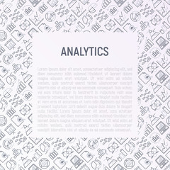 Analytics concept with thin line icons: diagram, chart, statistics, pyramid, business analysis. Modern vector illustration for banner, web page, print media.
