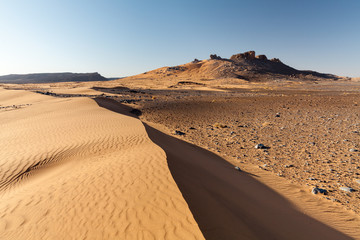 Fototapeta na wymiar Erg et Reg dans le Sahara
