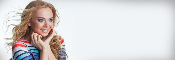 Woman excited looking to the side