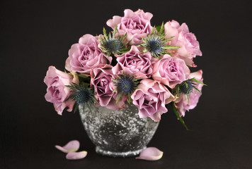 Pink roses in a vase.