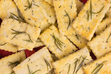 homemade salty crackers with rosemary