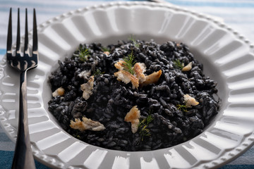 Cuttlefish ink and bogue risotto