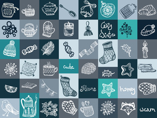 set of Christmas doodles