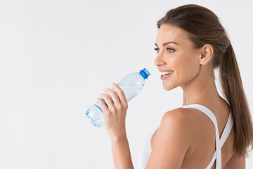 Woman with bottle of water