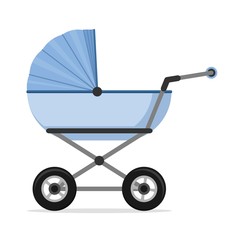 Fototapeta na wymiar Baby stroller isolated on white background. Children pram, baby carriage vector illustration