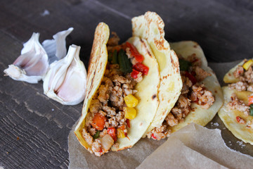 Mexican tortilla stuffed with vegetable stew