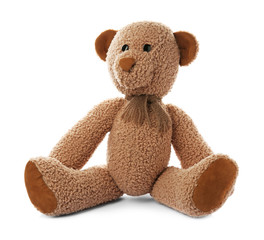 Cute teddy bear on white background