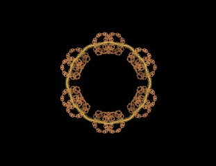 abstract fractal golden symmetric figure on black