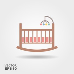 Baby cradle bed icon.