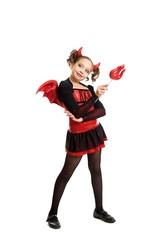 The girl in a suit of a devil