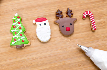 Tasty Christmas homemade cookies on cutting board