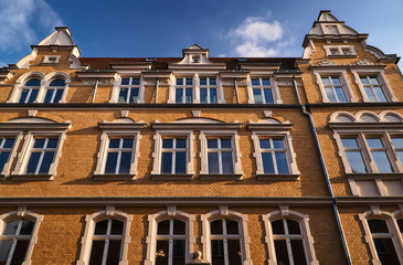 Art Nouveau facade of the building  in Poznan.