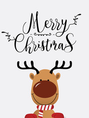 Fototapeta na wymiar Cute Reindeer Christmas Greeting Card.