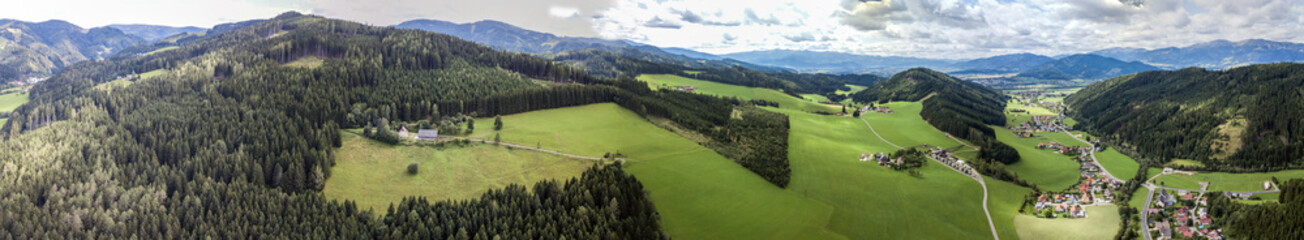 Drone view on Rachau, Austria