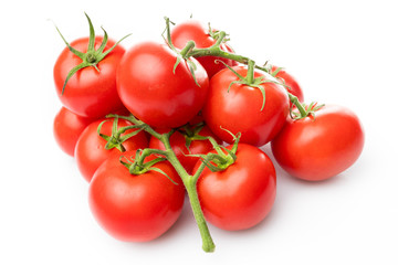 Fresh tomatoes on white background