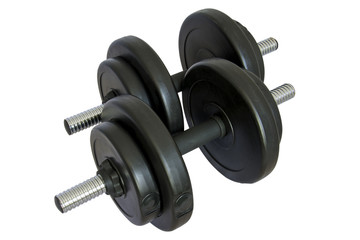 Two dumbbells isolated on white background