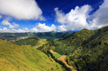Sete Cidades landscape, Sao Miguel Island, Azores, Europe