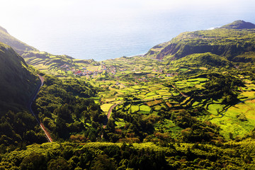  Landscape on Flores Island, Azores, Portugal, Europe