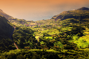 Fototapeta premium Idyllic landscape on Flores Island, Azores, Portugal, Europe