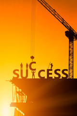 Shadow of the success of the construction worker, the concept of success of the work is tired than to accomplish it, which has been difficult.