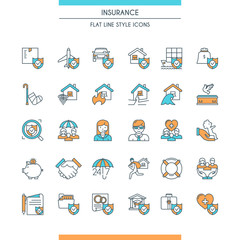 icons set on theme insurance