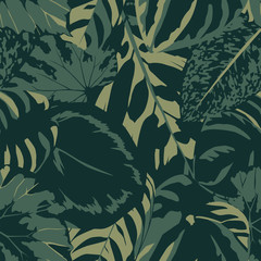 Materiał do szycia Seamless composition dark green color leaves
