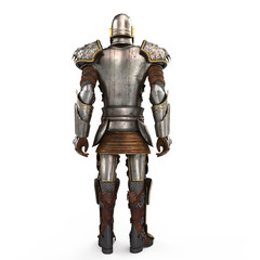 A lion full body armor suit isolated against white background. 3d illustration