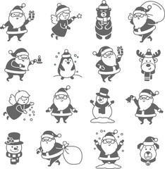 Set of Christmas Icons with Santa Claus