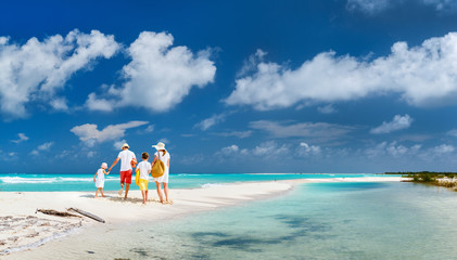 Family on a tropical beach vacation