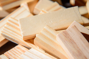 scattered wooden sticks from jenga