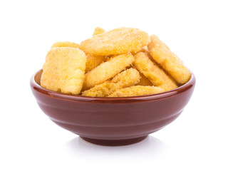 Corn chips isolated in bowl on white background