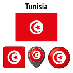 Illustration flag of Tunisia, and several icons. Ideal for catalogs of institutional materials and geography