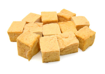 fried tofu on a white background
