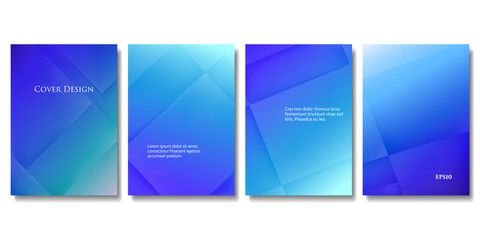 Obraz na płótnie Canvas Set of Vector Geometric Brochure Templates. Abstract Three Dimensional Blocks with Gradient Effect in Blue Tones. Applicable for Web Background, Banners, Posters and Fliers.