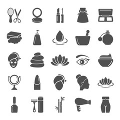 Spa and Cosmetics simple icons set for web and mobile design