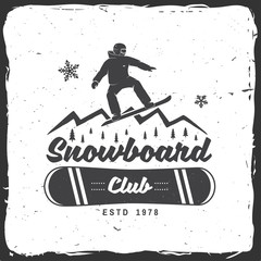 Snowboard Club. Vector illustration. Concept for shirt or logo, print, stamp or tee.
