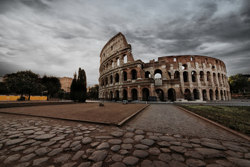 Naklejka na ściany i meble Beautiful colosseum in Rome. Landmark photography about italian monuments