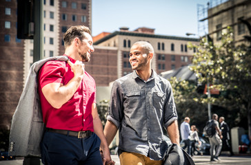 happy gay couple spending time together