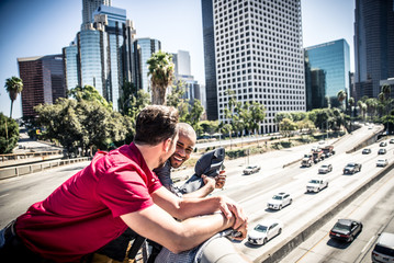 happy gay couple spending time together