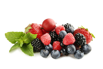 Fresh berries isolated on white background