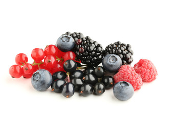 Fresh berries isolated on white background