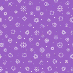 Christmas seamless pattern with white snowflakes on light blue background. Vector