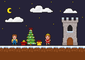 background in pixels. retro style, 8 bit, background from old games