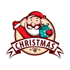 Christmas sale with santa claus. Christmas Sale logo.